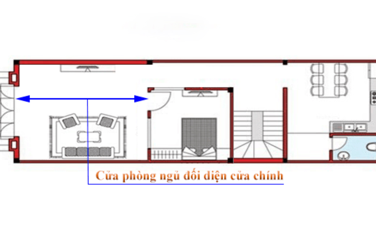 Cửa phòng ngủ đối diện cửa chính