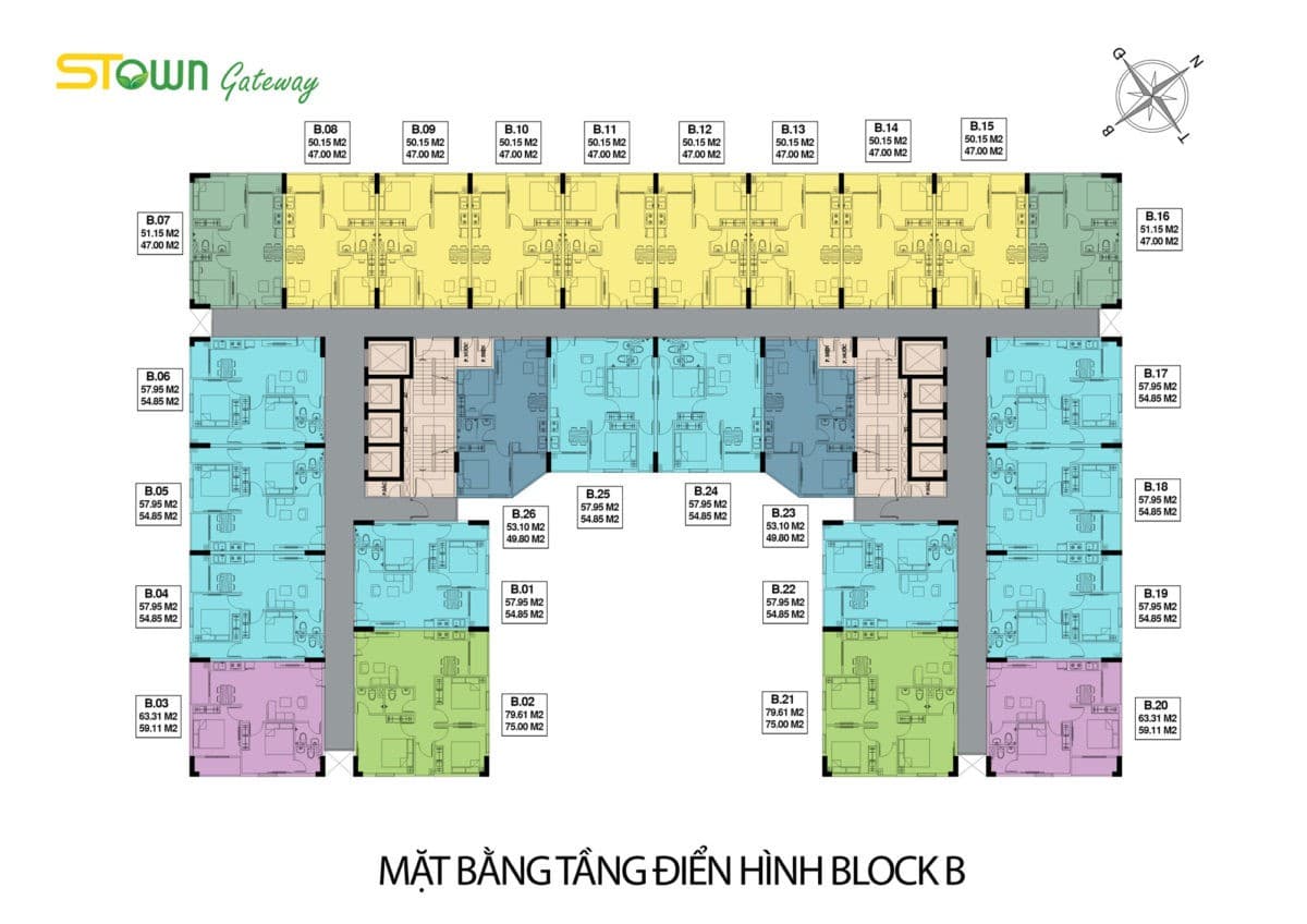 Sơ đồ mặt bằng tầng Căn hộ Stown Gateway